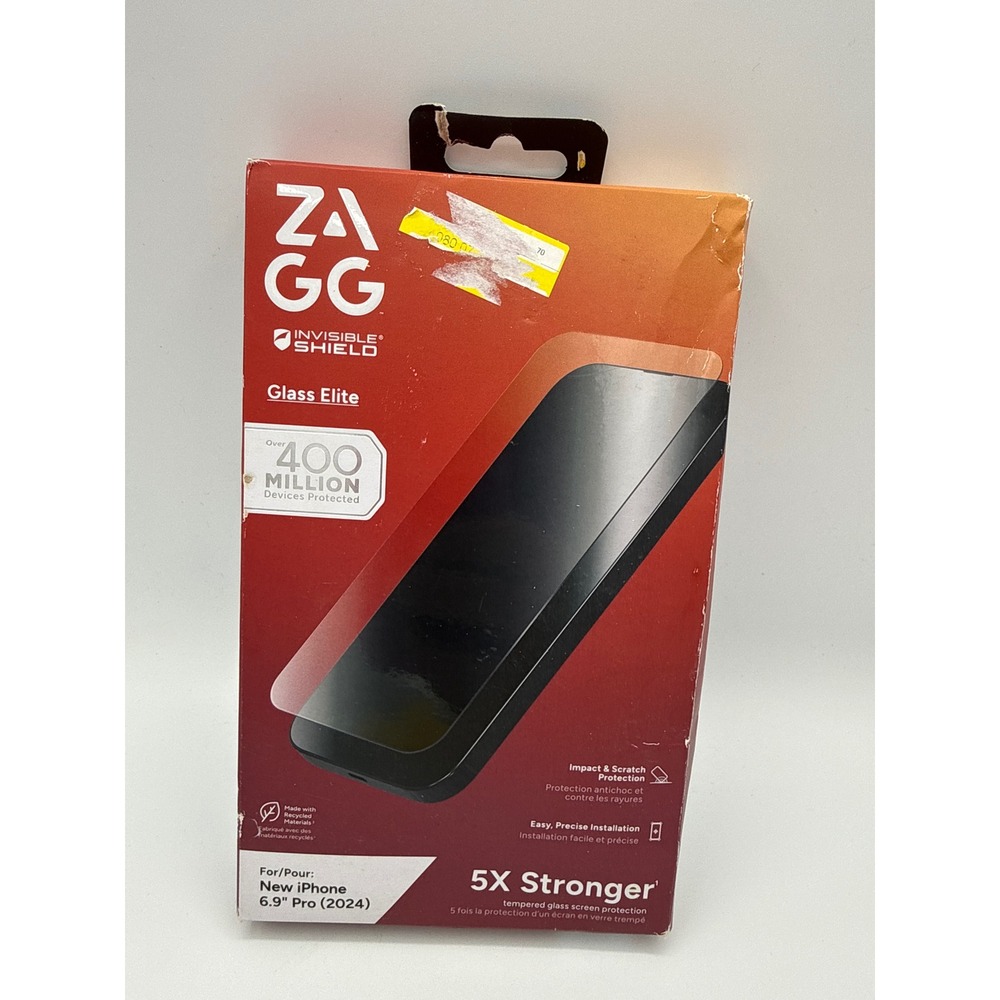 Zagg Screen Protector iPhone‎ 16 Pro Max 6.9 Clear New Glass Elite 5X Stronger